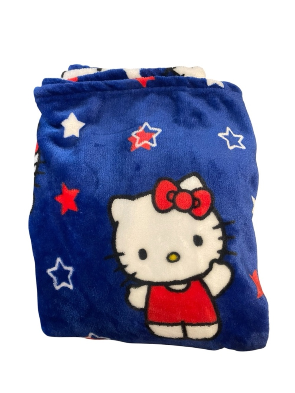 Sanrio Hello Kitty Silk Touch Throw Blanket - White & Blue Stars - 40x50 NWT
